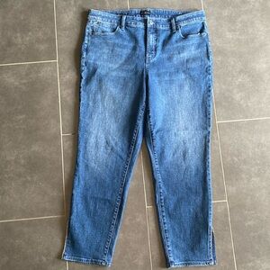 Talbots women’s 16 medium wash stretch slim ankle‎ jeans with crystal accents